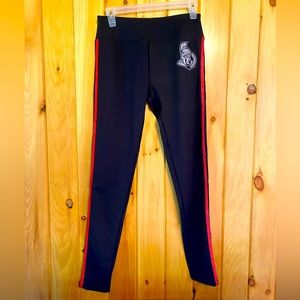 NHL Ottawa Senators Women’s Black Yoga Pants with Red Stripe and Logo